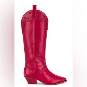 Schutz Red Women's Western Knee-High Cowboy Boot